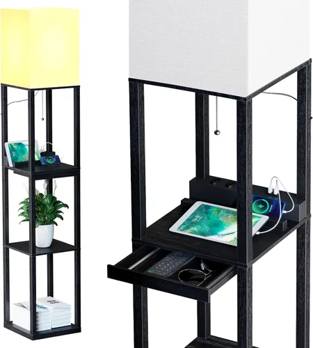 Miniatura 9 de SUNMORY - Lámpara de pie con estantes, lámpara de pie regulable con luz RGB y control por APP, lámpara de pie alta con estantes para sala de estar