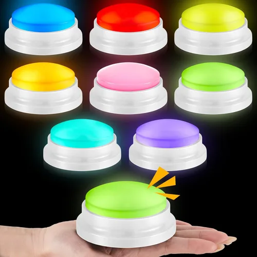 Miniatura 8 de Honoson Paquete de 8 botones de respuesta grabables, botones de sonido programables personalizables, divertidos regalos de cumpleaños para Multicolor