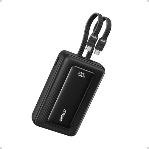 Anker Zolo - Banco de energía (versión actualizada 2025), carga rápida máxima de 45 W, batería de 20,000 mAh, cables USB-C integrados duales, puerto