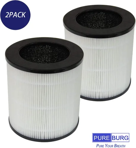 Miniatura 2 de PUREBURG Filtro de repuesto compatible con el purificador de aire silencioso QUIETPURE KJFC15, paquete de 2 filtros de carbón activado HEPA H13 de 3