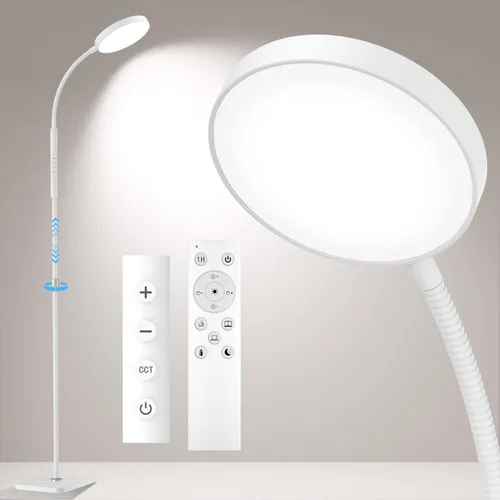 Miniatura 13 de Lámpara de pie PACOVY, lámparas de pie ajustables de altura para sala de estar dormitorio, lámpara de pie regulable de cuello de ganso súper