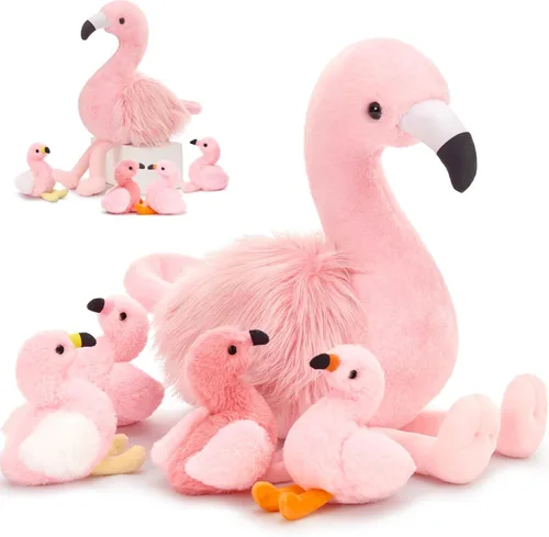 Miniatura 16 de MorisMos - Animales de peluche de lagarto, mamá camaleón gigante de 27 pulgadas con 4 lagartos bebés, juguetes para niños y niñas, mamá iguana