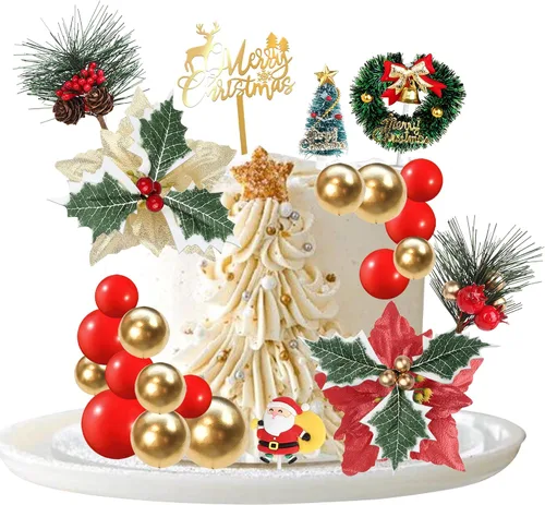 Miniatura 23 de Rsstarxi Paquete de 24 Adornos para Cupcakes Oh Baby de Navidad con Purpurina, Sombreros de Navidad, Palillos para Cupcakes de Baby Shower para Baby