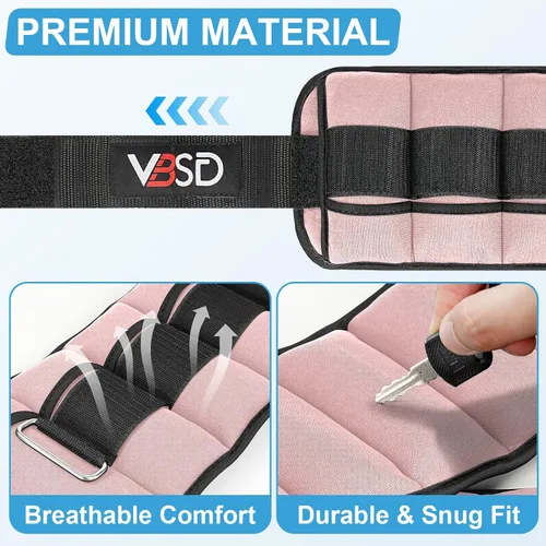 Miniatura 3 de VBSD Pesas de tobillo ajustables para hombres y mujeres, 2, 4, 6, 8, 10 libras, 1 par de correas de peso para piernas, juego de pesas de tobillo