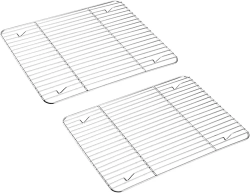 Miniatura 8 de E-far Juego de 2 estantes pequeños para hornear, de acero inoxidable, tamaño de 8.6 x 6.2 pulgadas, no tóxico y libre de óxido, apto para horno