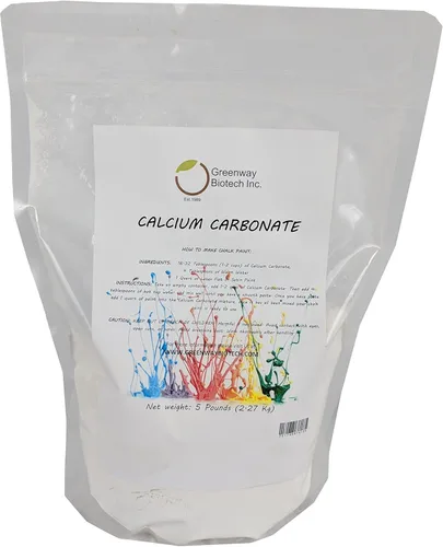 Polvo de carbonato de calcio marca "Greenway Biotech", polvareda muy fino para pintura aditiva piedra caliza, 5 libras.