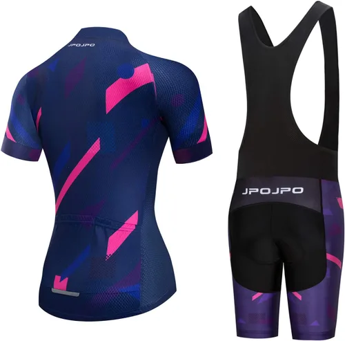 Miniatura 54 de Camiseta de ciclismo para mujer + pantalones cortos acolchados de manga corta para ciclismo, ropa de bicicleta