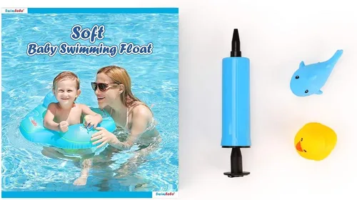 Miniatura 8 de Flotador inflable de piscina para bebé, asiento de piscina para niños de 2 a 4 años (azul, grande)