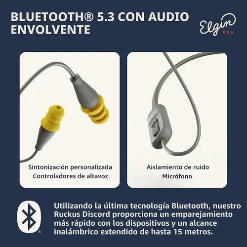 Miniatura 6 de Elgin Discord Gen 2 - Auriculares Bluetooth con enchufe Bluetooth, compatibles con OSHA, auriculares inalámbricos de seguridad con aislamiento