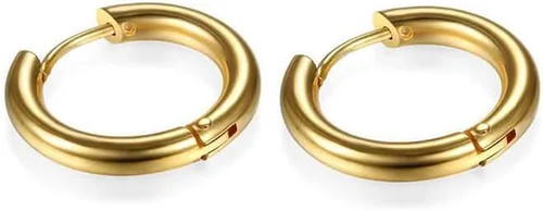 Miniatura 3 de 7 pares de aretes de aro de acero inoxidable quirúrgico 316L para mujeres y hombres, chapados en oro de 18 quilates, aretes de aro pequeños