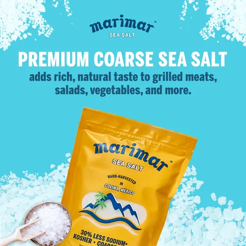 Miniatura 4 de Marimar Sal marina, naturalmente baja en sodio, grano grueso, Kosher, 20 onzas (paquete de 2)