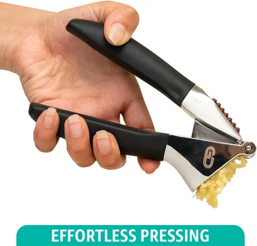 Miniatura 4 de Juego de prensa de ajo, trituradora y picadora de ajo resistente al óxido con asas ergonómicas, prensa manual de ajo fácil de apretar, cepillo