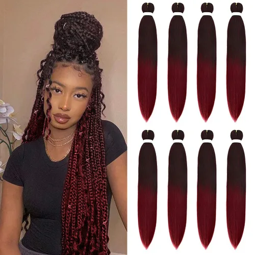 Miniatura 57 de 8 paquetes de extensiones preestiradas - 16 pulgadas de cabello trenzado premium, 55G/paquete, sin picazón, fijación en agua caliente, textura Perm