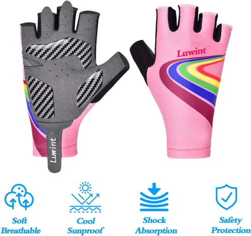 Miniatura 5 de Luwint Guantes deportivos acolchados de gel para niños de 3 a 8 años, guantes de ciclismo transpirables para ciclismo, ejercicio, correr, entrenar
