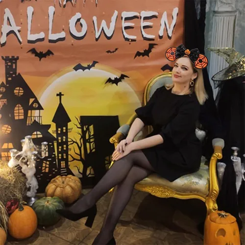 Miniatura 5 de JAWEAVER Diadema de orejas de ratón de Halloween, lazo de lentejuelas y calabaza, decoración de fiesta, disfraces, accesorios para el cabello
