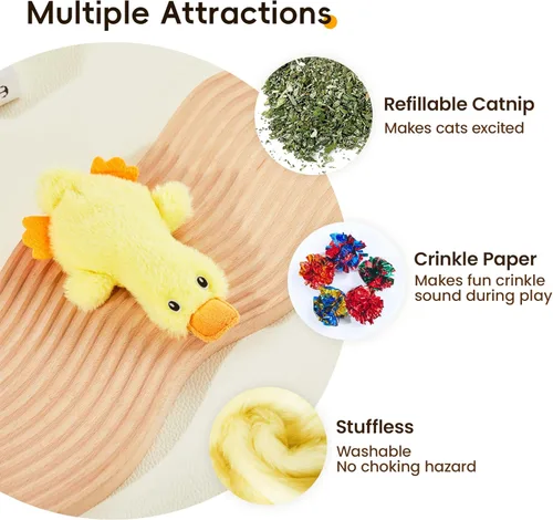 Miniatura 2 de Potaroma Juguetes para gatos con sonido crujiente de nébeda 2 piezas, juguete para gatitos sin relleno y sin desorden, juguetes interactivos