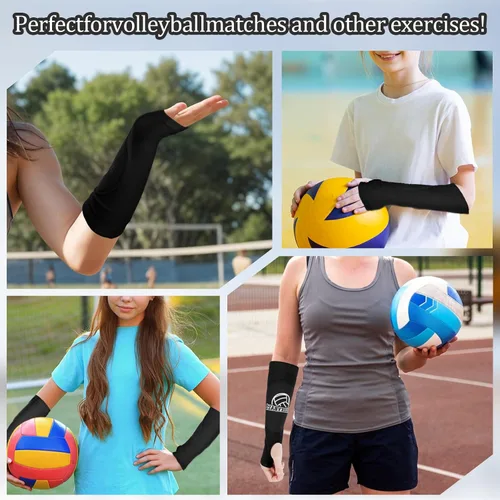 Miniatura 4 de Mangas de brazo de voleibol, mangas para antebrazo, pasando golpe con almohadillas de espuma de protección, agujero para el pulgar, protección