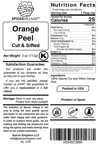 Miniatura 3 de SPICES VILLAGE Cáscara de naranja cortada y tamizada [4 onzas] – Cáscara de naranja seca fresca ralladura y corteza, condimento de frutas cítricas