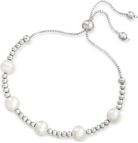 Miniatura 3 de Ross-Simons Pulsera Bolo de plata esterlina y perla cultivada de 0.276-0.295in, perla, no conocido