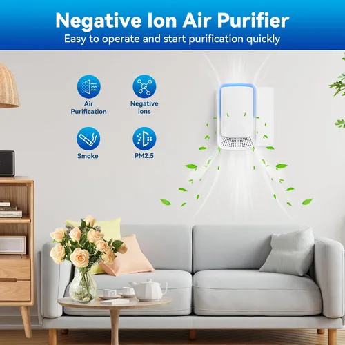 Miniatura 2 de Purificador de aire enchufable para el hogar, ionizadores de aire de iones negativos, ambientador silencioso para dormitorio, oficina, cocina, mini