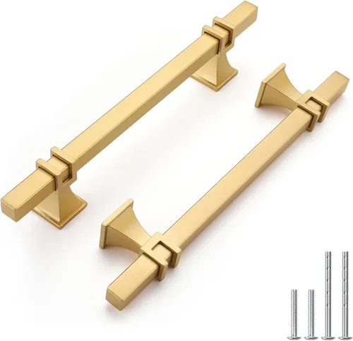 Miniatura 15 de Haliwu Paquete de 5 tiradores de gabinete con barra en T negra y dorada de 3 pulgadas, tiradores de puerta para armarios de cocina, manijas de zinc