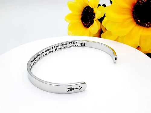 Miniatura 212 de Pulseras inspiradoras para mujer, joyería de acero inoxidable, con refranes, pulsera motivacional con mensaje oculto, pulseras grabadas para mejor
