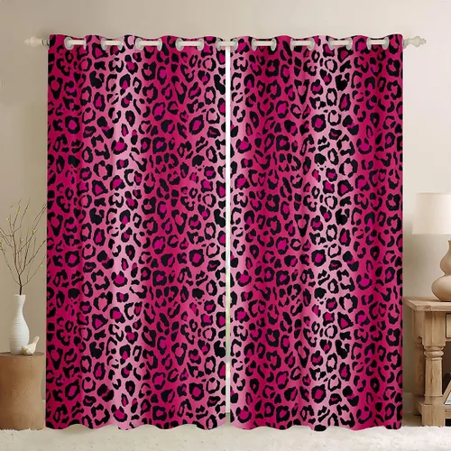 Miniatura 20 de Feelyou Cortinas opacas con estampado de leopardo de 30% a 50%, cortinas de oscurecimiento con estampado de guepardo para dormitorio, para niños