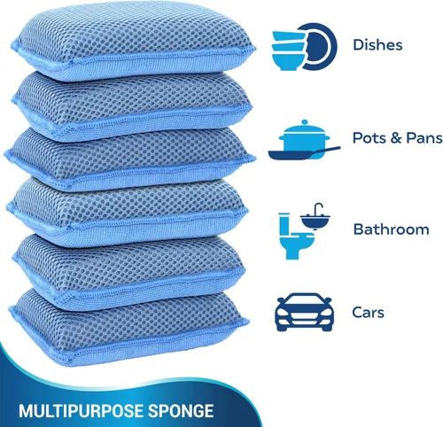 Miniatura 3 de Scrub-It - Esponja de cocina de microfibra Miracle (6 unidades) – Esponjas de limpieza para lavavajillas resistentes a arañazos – Lavable a máquina