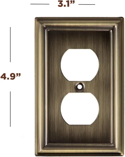 Miniatura 2 de Placas decorativas de latón antiguo biselado Tapas de enchufes eléctricos y interruptores Estilo: palanca de 1 banda (paquete de 4)