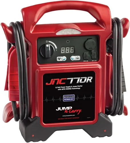 Clore Automotive Jump-N-Carry JNC770R arrancador de puente de 12 voltios, con pico de 1700 A, calidad premium, color rojo