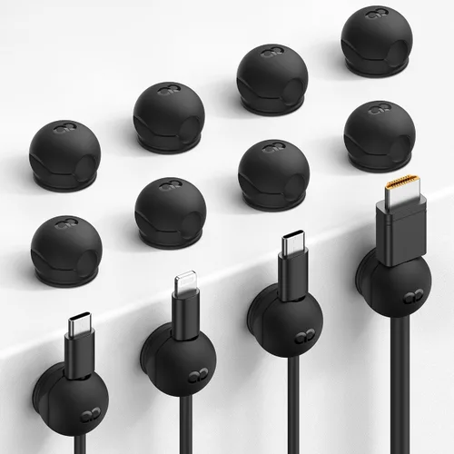 Miniatura 8 de Paquete de 6 Organizadores de Cables Giratorios, Clips de Cable de Resorte - Lamicall [Bloqueo de 1s] Soporte de Cables, Gestión de Cables