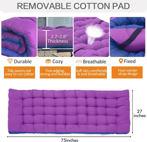 Miniatura 4 de COLMERD Paquete de 2 catres de camping con colchón, catres de camping cómodos para adultos para 2 personas, catre plegable resistente para dormir 2