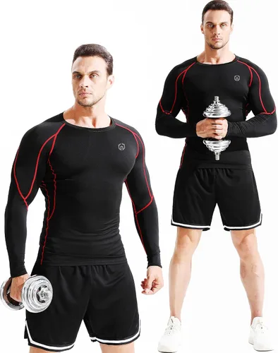 Miniatura 5 de NELEUS Camisas de compresión de manga larga para hombre, para ejercitarte, correr, 3 u