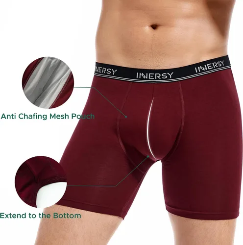 Miniatura 3 de INNERSY Calzoncillos tipo bóxer transpirables para hombre, bolsa de soporte, ropa interior elástica para entrenamiento, paquete de 4