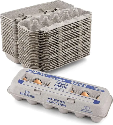 MT Products - Cartones de huevos vacíos impresos con capacidad para hasta doce huevos, 1 docena grande, caja de huevos de papel de pulpa natural,