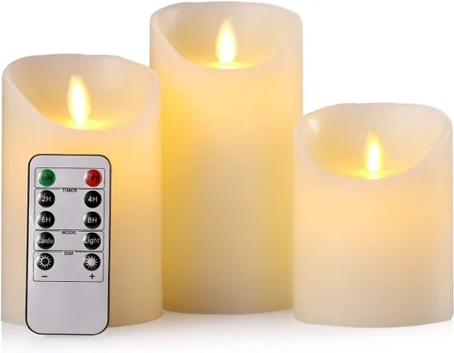 Hausware, velas sin llama, con batería de larga duración de 400 horas, iluminación 2C de ledes, modo parpadeo, set de velas de 5, 6 7 pulgadas, con