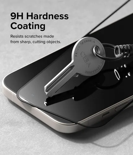Miniatura 4 de Ringke Vidrio de cubierta completa [súper fácil de instalar] compatible con iPhone 15, compatible con fundas, inastillable, dureza 9H, vidrio