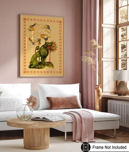 Miniatura 6 de Poster Master Póster vintage, estampado retro de león verde devorando el sol, arte hermético, arte de mitología, regalo para hombres y mujeres