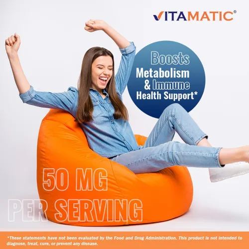 Miniatura 5 de Vitamatic Vitamina B6 (Piridoxina HCI), 50 mg 250 tabletas vegetarianas - Promueve la producción de energía, aumenta el metabolismo y el apoyo a