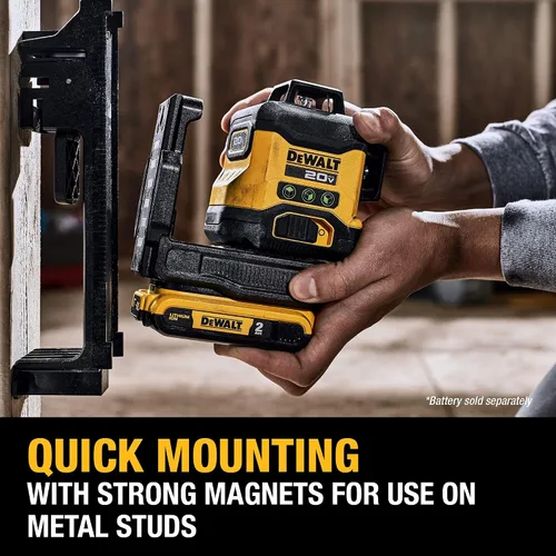 Miniatura 6 de DEWALT Nivel láser máximo de 20 V, láser de línea cruzada, 3X360, verde, solo herramienta (DCLE34031B)