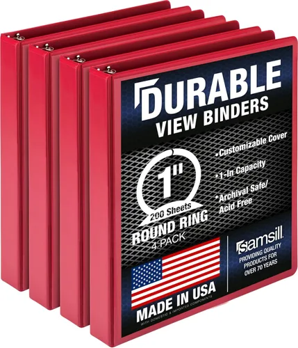 Miniatura 29 de Samsill Carpeta duradera de 0.5 pulgadas, fabricada en los Estados Unidos, carpeta transparente personalizable con anillos redondos, color negro