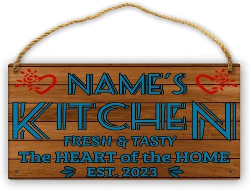 Miniatura 23 de Letrero de cocina de madera personalizado con sazonado con amor, accesorios de cocina, decoración de pared, regalos