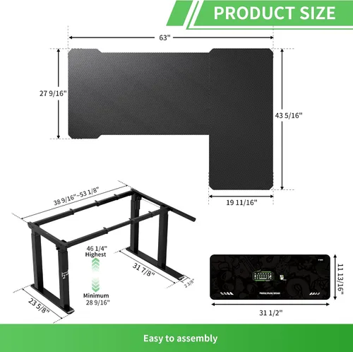 Miniatura 3 de X-Win - Escritorio eléctrico de pie en forma de L de 63 pulgadas, escritorio de esquina ajustable de doble motor, estación de trabajo sentado