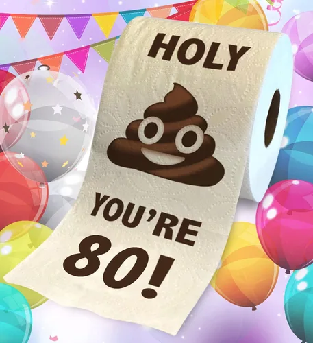 Miniatura 2 de Printed TP Regalo de papel higiénico impreso con texto en inglés "You're 80", regalo divertido de cumpleaños, broma de papel higiénico, regalo
