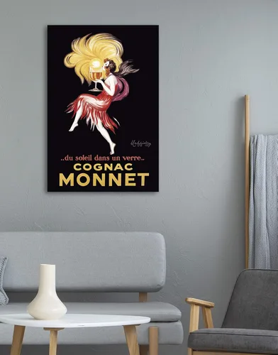 Miniatura 2 de Impresión en lienzo para pared - Anuncio clásico vintage de vino para Monnet Cognac - 24 x 36 pulgadas Anuncio de Monnet Cognac