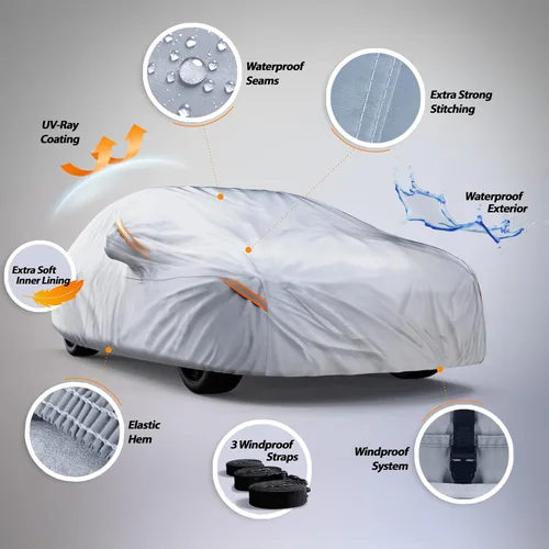 Miniatura 4 de Funda impermeable para todo tipo de clima, compatible con Chevrolet Aveo Hatchback 2001-2011 (no compatible con Aveo Sedán), protección resistente