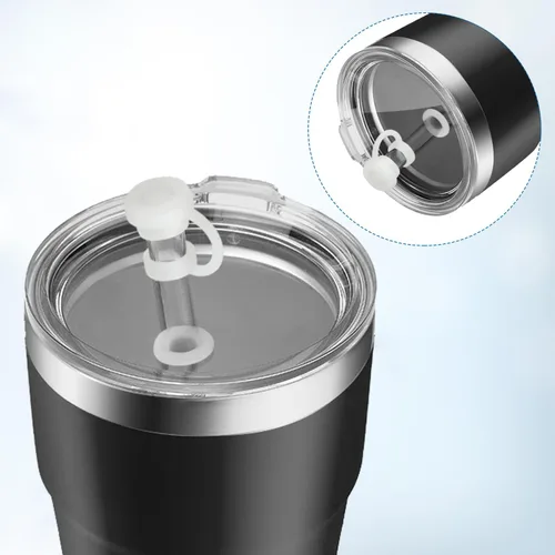 Miniatura 3 de 8 tapones de silicona a prueba de derrames compatibles con copas de popote YETI de 16/20/24/25/26/35 onzas, con tapón de silicona antifugas, tapas
