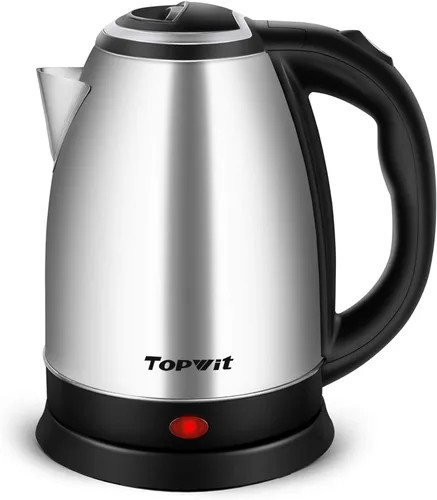 TOPWIT Hervidor eléctrico de agua caliente, hervidor eléctrico de acero inoxidable de 2.0 L, hervidor de té y café, calentador de agua sin BPA con F