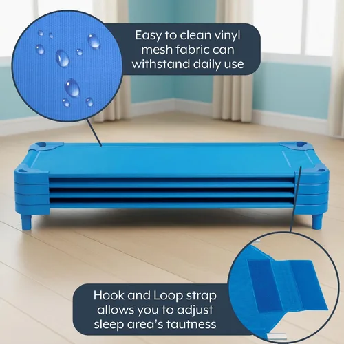 Miniatura 4 de Angeles Value Line AFB5754 - Cuna para niños pequeños, montada, color azul, AFB5754, para aula, preescolar y guardería, cuna de dormir portátil