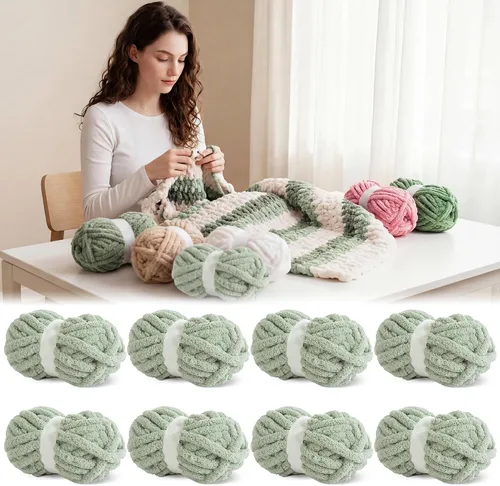 Miniatura 26 de BALAPET Hilo grueso para tejer a mano, hilo de felpa gruesa súper suave para manta y tejer bricolaje, hilo voluminoso jumbo esponjoso, apto
